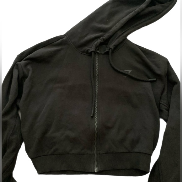 Gymshark black long sleeve hoodie size small cropped - Picture 1 of 3